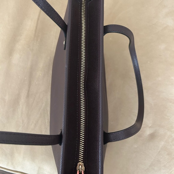 Coach Dark Brown Leather Tote with Gold Hardware - Picture 6 of 7